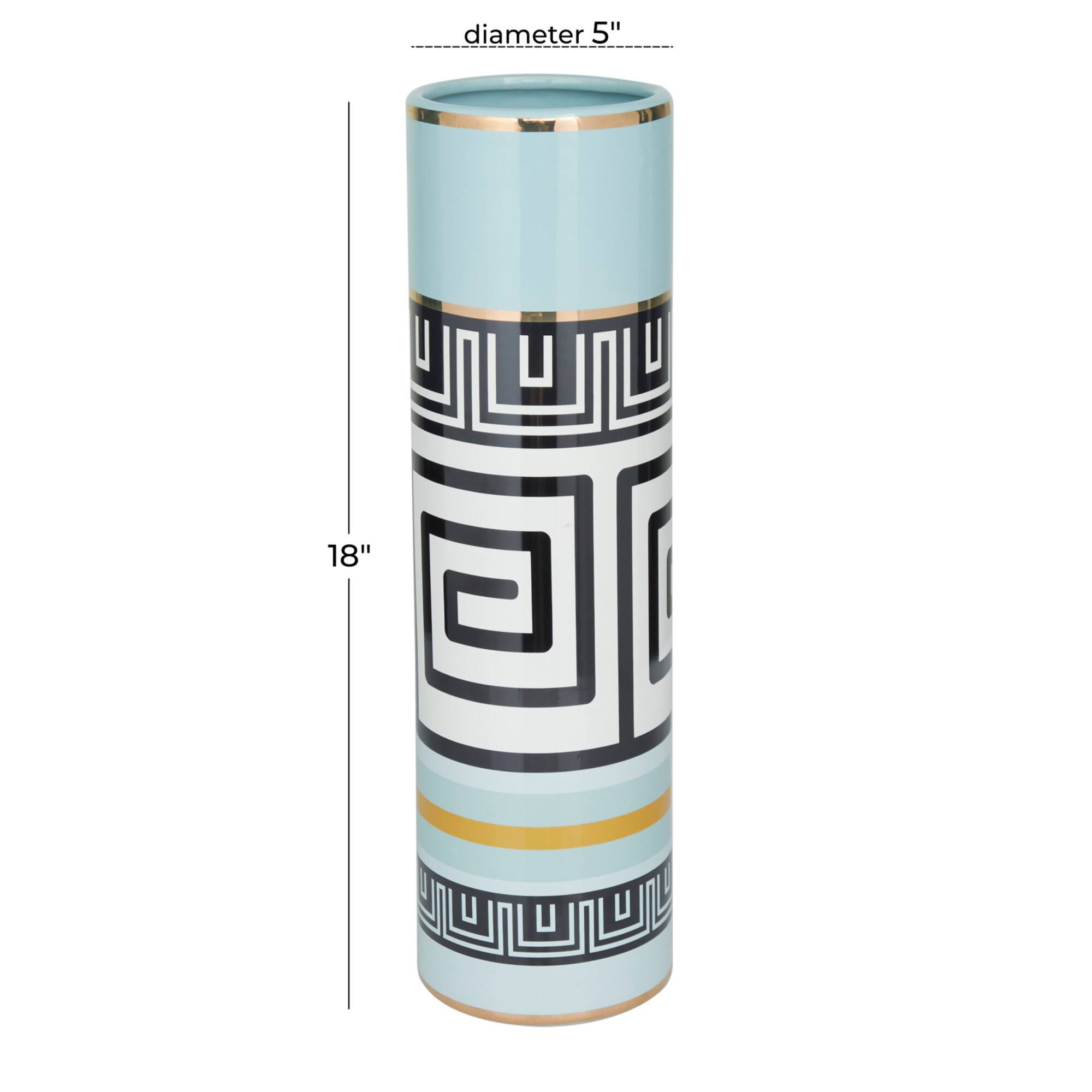 Teal Stoneware Modern Vase, 18" x 5" x 5"